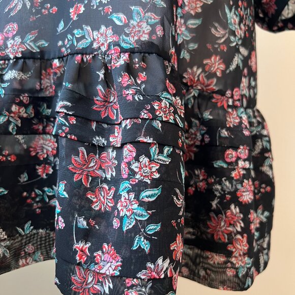 Costa Blanca Mini dress / tunic Sz M Black red green floral flowy sheet light - Picture 6 of 12